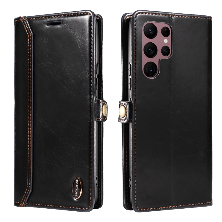 For Samsung Galaxy S22 Ultra 5G GQUTROBE RFID Blocking Oil Wax Leather Phone Case(Black) For Samsung Galaxy S22 Ultra 5G GQUTROBE RFID Blocking Oil Wax Leather Phone Case(Black)