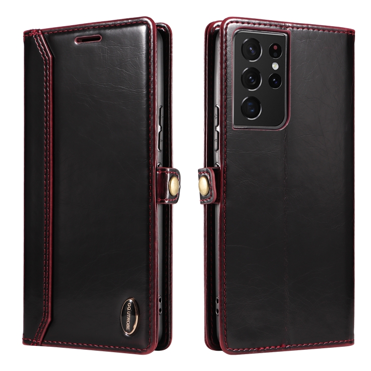 For Samsung Galaxy S21 Ultra 5G GQUTROBE RFID Blocking Oil Wax Leather Phone Case(Red) For Samsung Galaxy S21 Ultra 5G GQUTROBE RFID Blocking Oil Wax Leather Phone Case(Red)