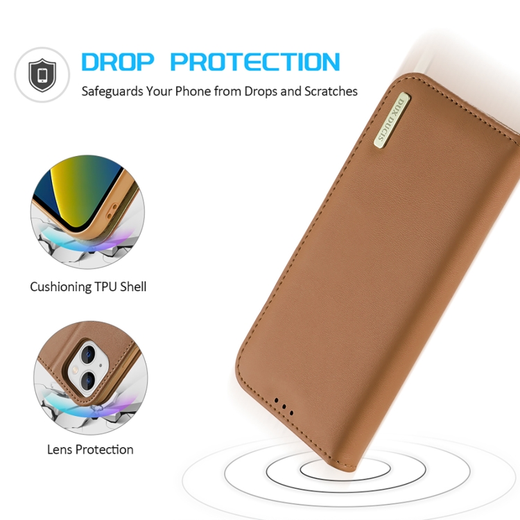 For iPhone 14/13 DUX DUCIS Hivo Series Cowhide + PU + TPU Leather Case (Brown) For iPhone 14/13 DUX DUCIS Hivo Series Cowhide + PU + TPU Leather Case (Brown)