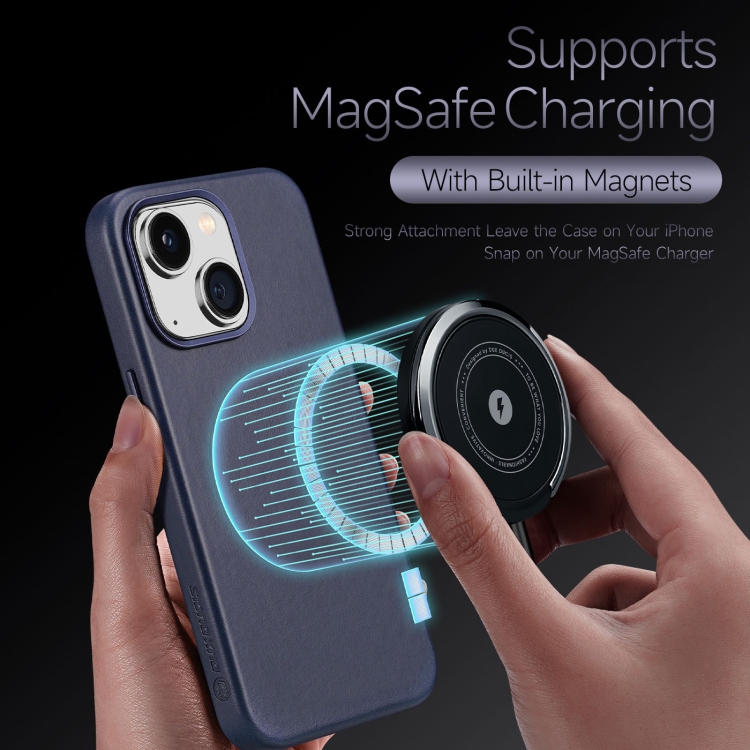For iPhone 14/13 DUX DUCIS NAPLES Series Genuine Leather MagSafe Magnetic Phone Case (Blue) For iPhone 14/13 DUX DUCIS NAPLES Series Genuine Leather MagSafe Magnetic Phone Case (Blue)
