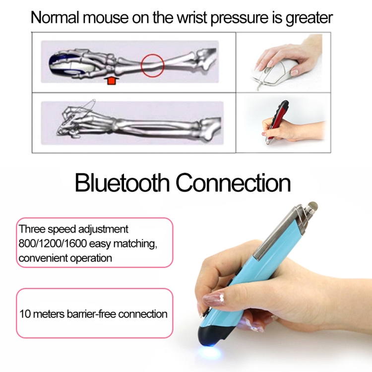 PR-08 Multifuncional Inalámbrico Bluetooth Pen Mouse Capacitivo Pen Mouse (Negro) - B3