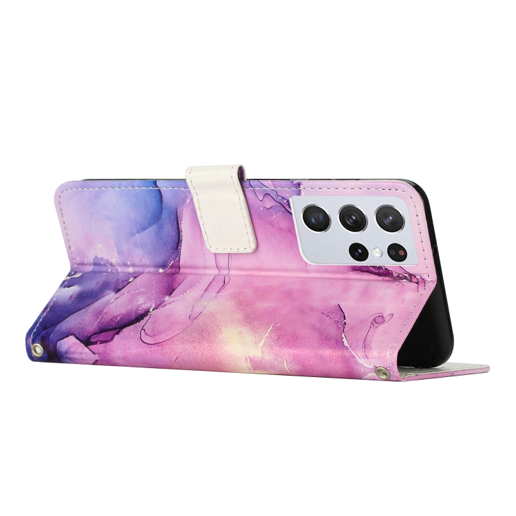 For Samsung Galaxy S21 Ultra 5G Painted Marble Pattern Leather Phone Case(Purple) For Samsung Galaxy S21 Ultra 5G Painted Marble Pattern Leather Phone Case(Purple)