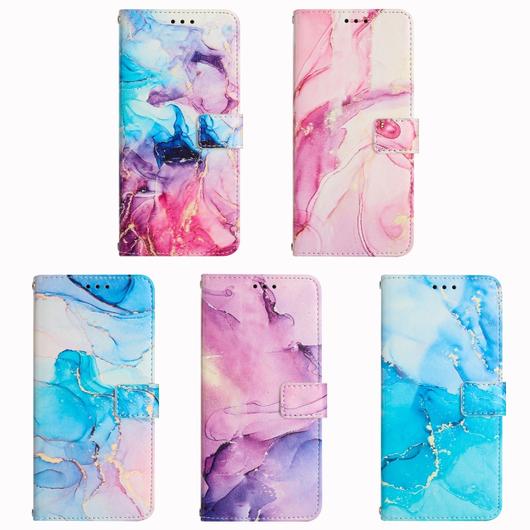 For Samsung Galaxy S22 5G Painted Marble Pattern Leather Phone Case(Purple) For Samsung Galaxy S22 5G Painted Marble Pattern Leather Phone Case(Purple)