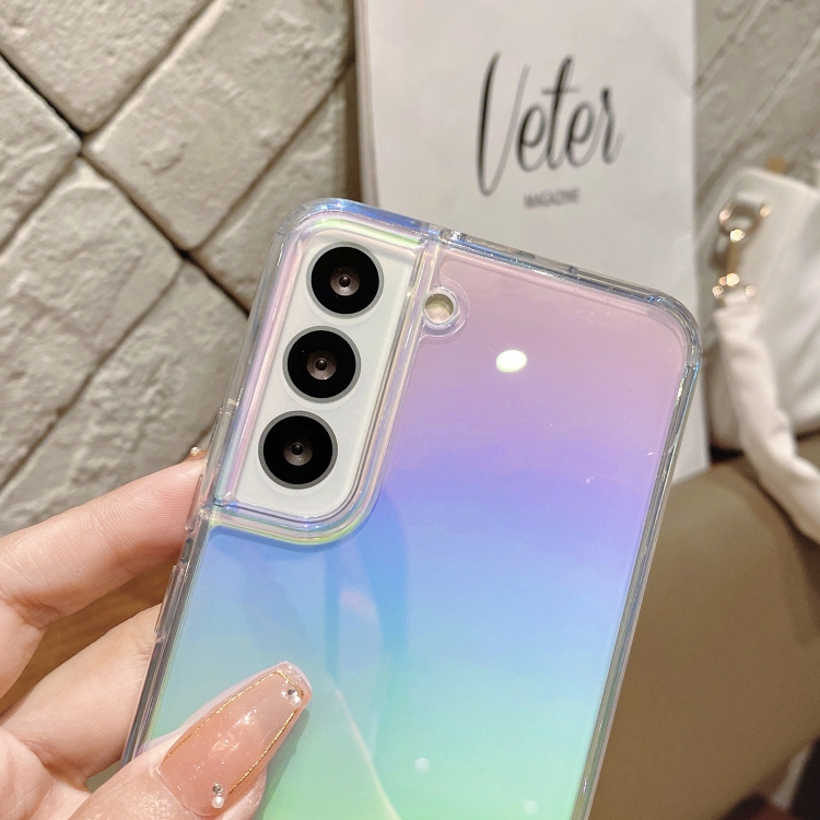 For Samsung Galaxy S22+ 5G Color Plating Acrylic + TPU Phone Case(Rainbow)