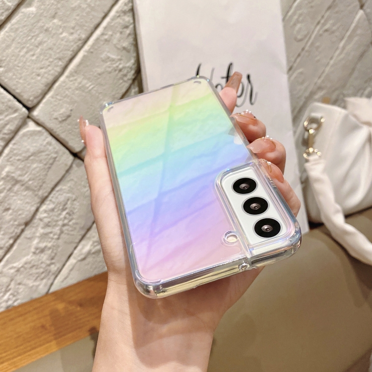 For Samsung Galaxy S22+ 5G Color Plating Acrylic + TPU Phone Case(Rainbow)