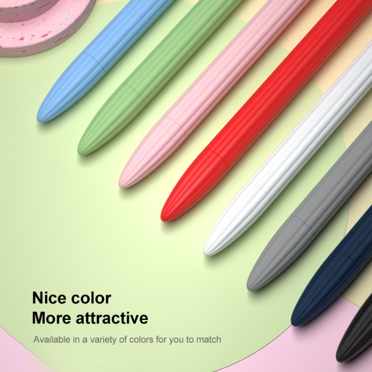 Estuche de lápiz óptico de silicona líquida a rayas 3 en 1 con dos tapas de punta para Apple Pencil 2 (negro) - B3