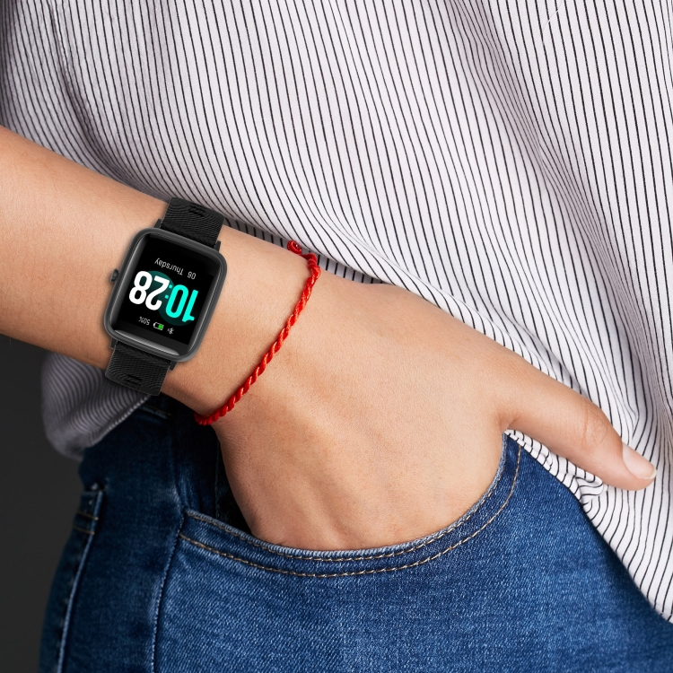 For Xiaomi Haylou Solar LS01 19mm Cross Textured Silicone Watch Band Pine Green