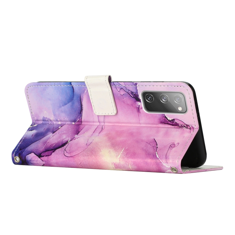 For Samsung Galaxy S20 FE Crossbody Painted Marble Pattern Leather Phone Case(Purple) For Samsung Galaxy S20 FE Crossbody Painted Marble Pattern Leather Phone Case(Purple)