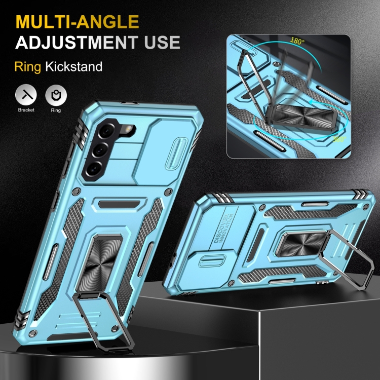 For Samsung Galaxy S22 5G Armor PC + TPU Camera Shield Phone Case(Light Blue) For Samsung Galaxy S22 5G Armor PC + TPU Camera Shield Phone Case(Light Blue)