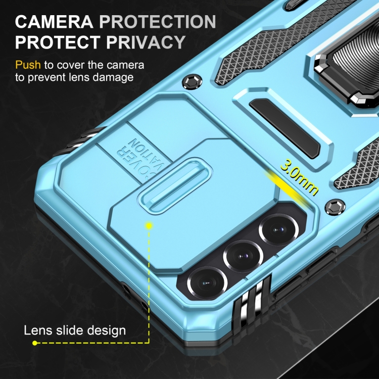 For Samsung Galaxy S22 5G Armor PC + TPU Camera Shield Phone Case(Light Blue) For Samsung Galaxy S22 5G Armor PC + TPU Camera Shield Phone Case(Light Blue)