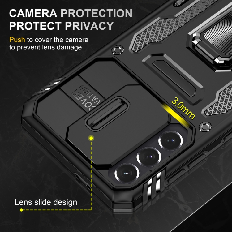 For Samsung Galaxy S22+ 5G Armor PC + TPU Camera Shield Phone Case(Black) For Samsung Galaxy S22+ 5G Armor PC + TPU Camera Shield Phone Case(Black)