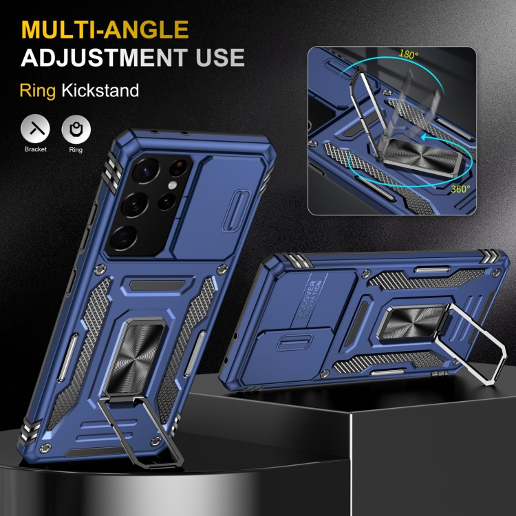 For Samsung Galaxy S22 Ultra 5G Armor PC + TPU Camera Shield Phone Case(Navy Blue) For Samsung Galaxy S22 Ultra 5G Armor PC + TPU Camera Shield Phone Case(Navy Blue)