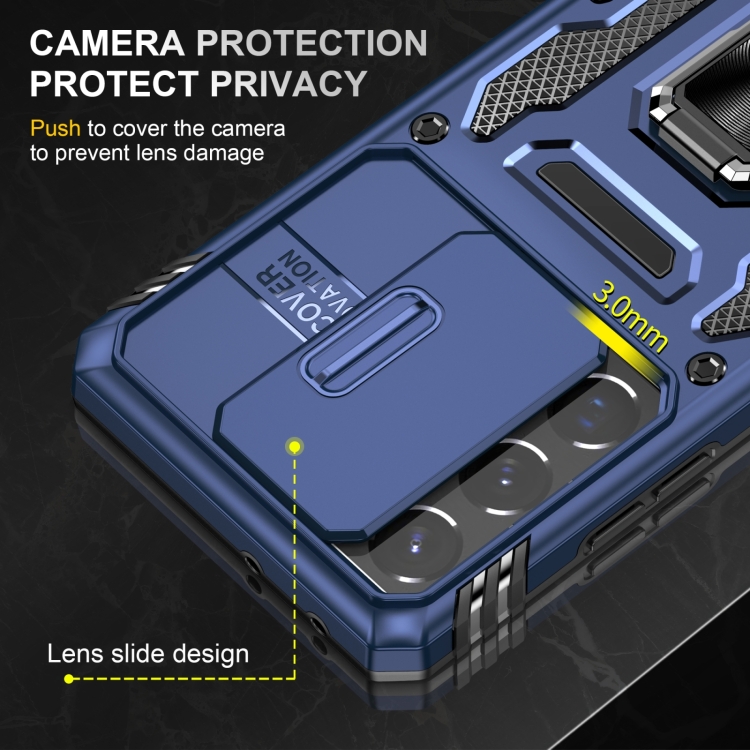 For Samsung Galaxy S22 Ultra 5G Armor PC + TPU Camera Shield Phone Case(Navy Blue) For Samsung Galaxy S22 Ultra 5G Armor PC + TPU Camera Shield Phone Case(Navy Blue)