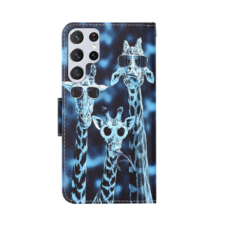 For Samsung Galaxy S22 Ultra 5G Colored Drawing Leather Phone Case(Giraffes) For Samsung Galaxy S22 Ultra 5G Colored Drawing Leather Phone Case(Giraffes)