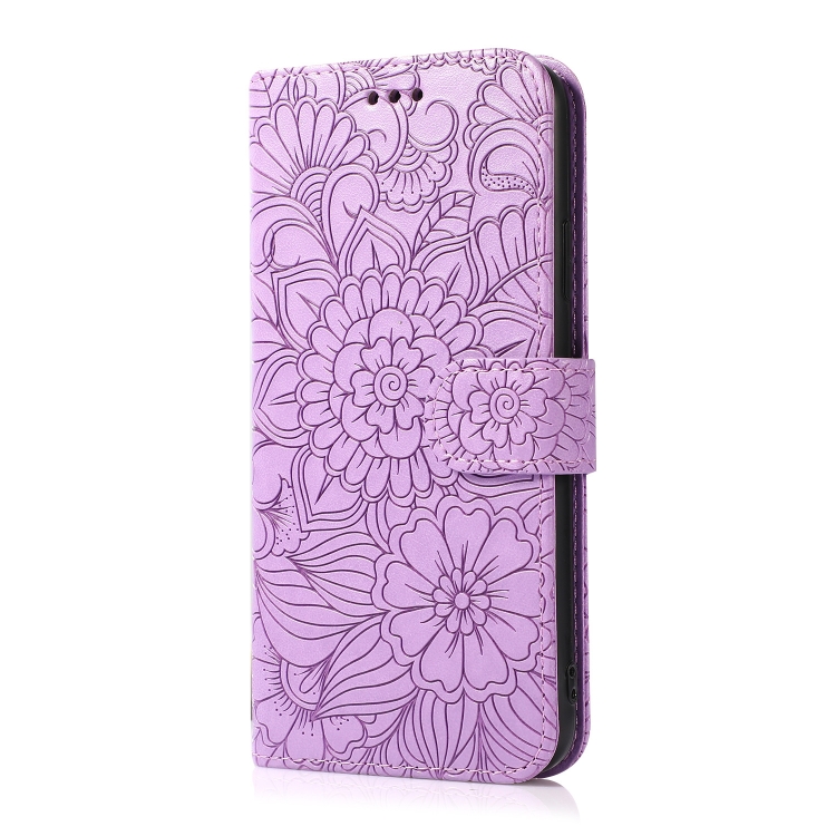 For iPhone 14 Pro Skin Feel Embossed Sunflower Horizontal Leather Case(Purple) For iPhone 14 Pro Skin Feel Embossed Sunflower Horizontal Leather Case(Purple)