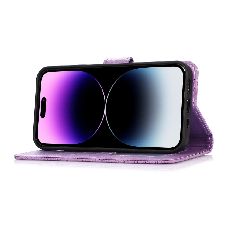 For iPhone 14 Pro Skin Feel Embossed Sunflower Horizontal Leather Case(Purple) For iPhone 14 Pro Skin Feel Embossed Sunflower Horizontal Leather Case(Purple)