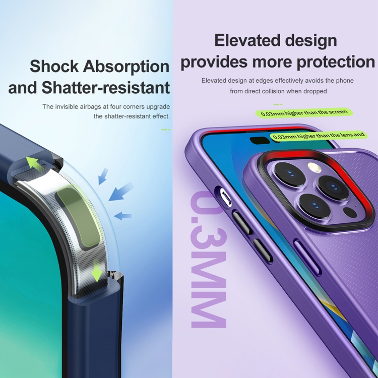 For iPhone 14 Pro ROCK Guard Transparent Phone Case(Purple) For iPhone 14 Pro ROCK Guard Transparent Phone Case(Purple)