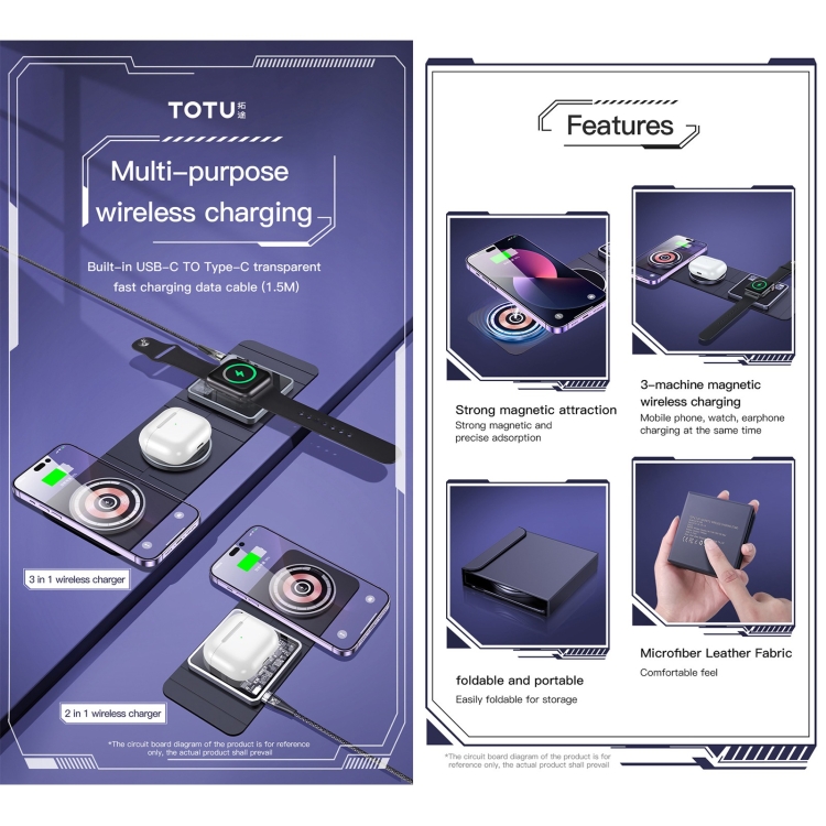 TOTU CACW-066 15W Ming Series 2 in 1 Folding Storage Magnetic Wireless Fast Charger(Grey) TOTU CACW-066 15W Ming Series 2 in 1 Folding Storage Magnetic Wireless Fast Charger(Grey)