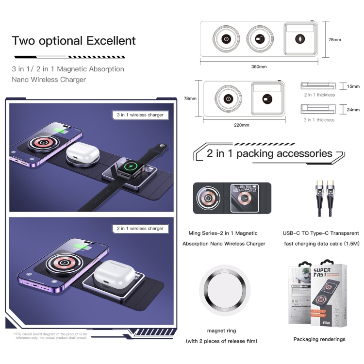 TOTU CACW-066 15W Ming Series 2 in 1 Folding Storage Magnetic Wireless Fast Charger(Grey) TOTU CACW-066 15W Ming Series 2 in 1 Folding Storage Magnetic Wireless Fast Charger(Grey)