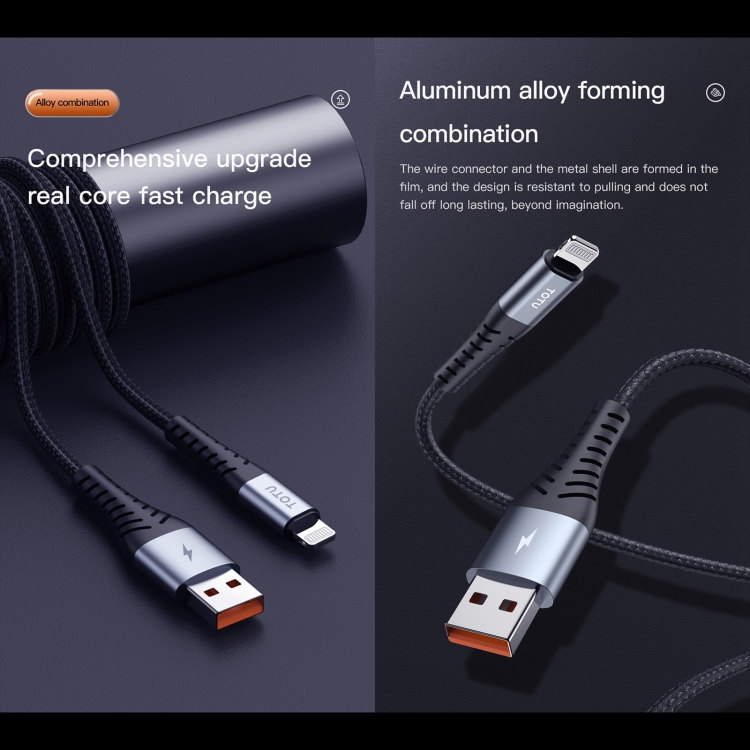 TOTU BL-005 Tough Series USB to 8 Pin Charging Data Cable Length:1m