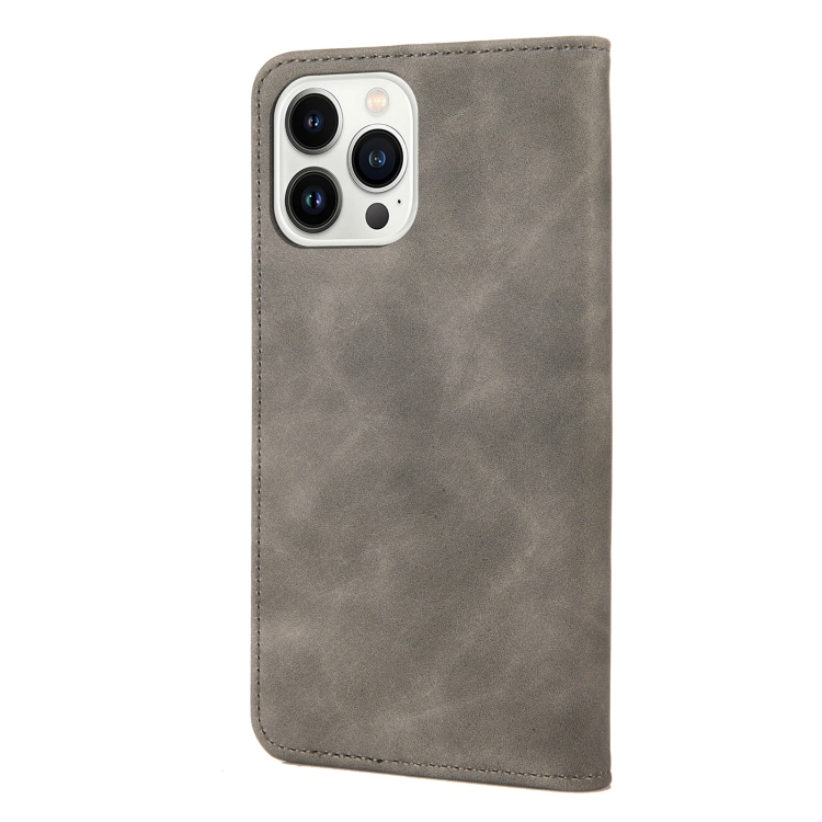 For iPhone 14 Pro Max Skin Feel Splicing Leather Phone Case (Grey) For iPhone 14 Pro Max Skin Feel Splicing Leather Phone Case (Grey)