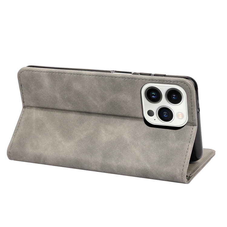 For iPhone 14 Pro Max Skin Feel Splicing Leather Phone Case (Grey) For iPhone 14 Pro Max Skin Feel Splicing Leather Phone Case (Grey)