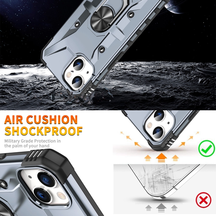 For iPhone 14 Plus Ring Holder Phone Case (Grey) For iPhone 14 Plus Ring Holder Phone Case (Grey)