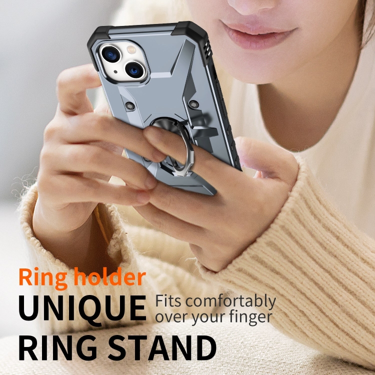 For iPhone 14 Plus Ring Holder Phone Case (Grey) For iPhone 14 Plus Ring Holder Phone Case (Grey)