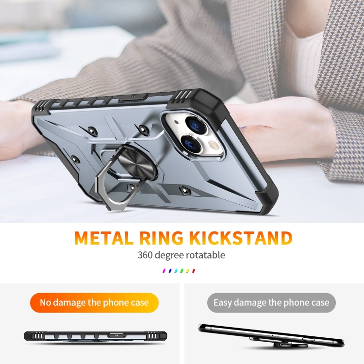 For iPhone 14 Plus Ring Holder Phone Case (Grey) For iPhone 14 Plus Ring Holder Phone Case (Grey)