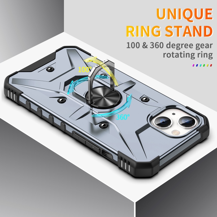 For iPhone 14 Plus Ring Holder Phone Case (Grey) For iPhone 14 Plus Ring Holder Phone Case (Grey)