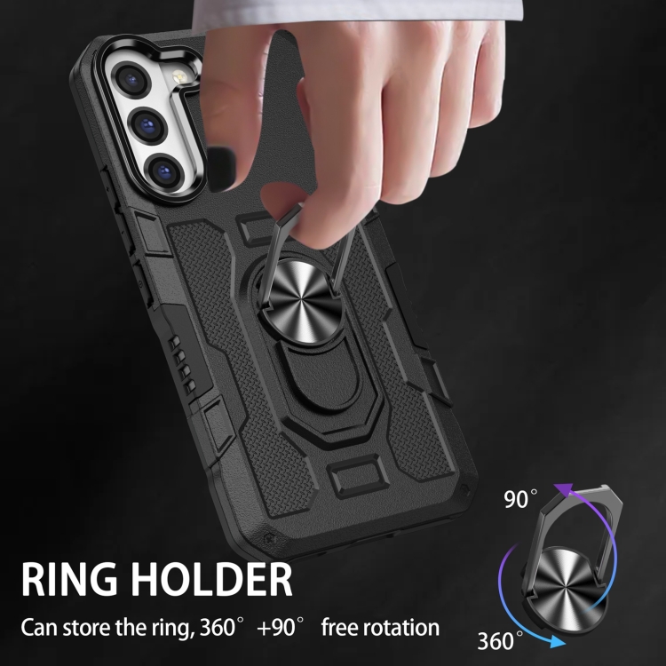 For Samsung Galaxy S22 5G Ring Holder Armor Hybrid Phone Case(Black) For Samsung Galaxy S22 5G Ring Holder Armor Hybrid Phone Case(Black)