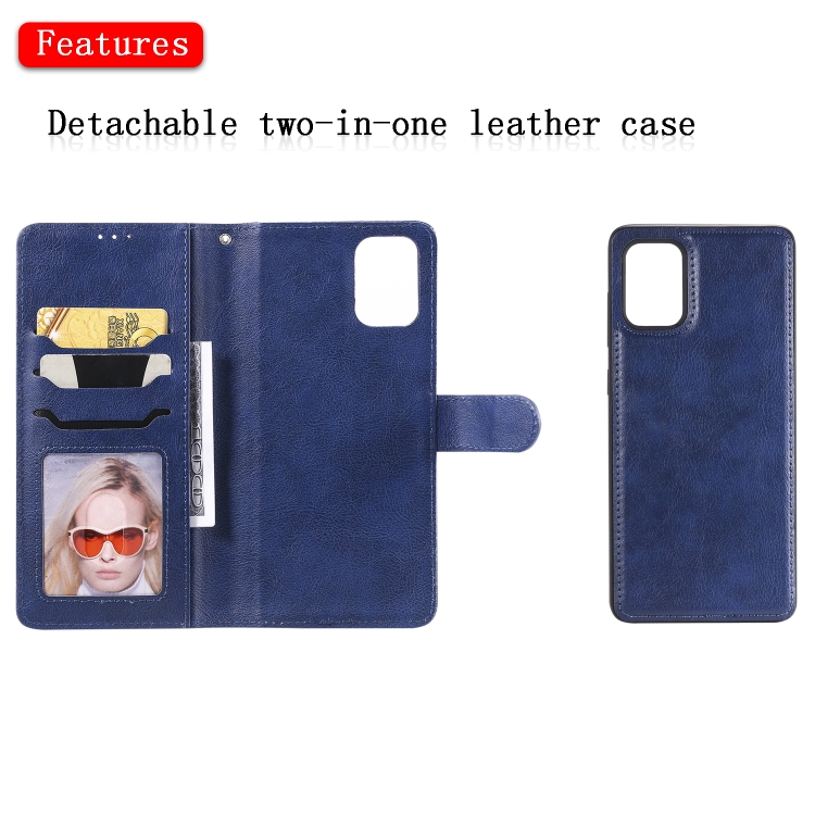 For Galaxy A71 2 in 1 Solid Color Detachable PU Leather Case with Card Slots & Magnetic Holder & Photo Frame & Wallet & Strap(Blue) For Galaxy A71 2 in 1 Solid Color Detachable PU Leather Case with Card Slots & Magnetic Holder & Photo Frame & Wallet & Strap(Blue)
