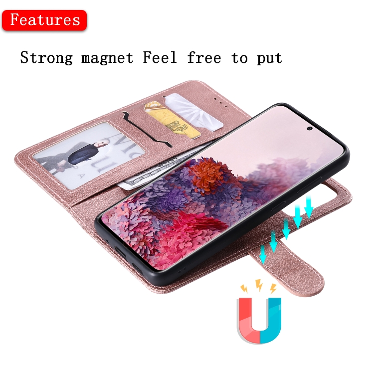 For Galaxy S20 2 in 1 Solid Color Detachable PU Leather Case with Card Slots & Magnetic Holder & Photo Frame & Wallet & Strap(Rose Gold) For Galaxy S20 2 in 1 Solid Color Detachable PU Leather Case with Card Slots & Magnetic Holder & Photo Frame & Wallet & Strap(Rose Gold)