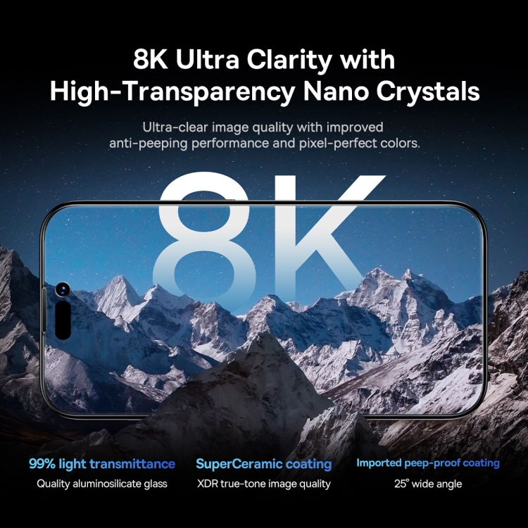 For iPhone 14 Pro Baseus 2PCS 0.3mm SuperCeramic Peep-proof Tempered Glass Film For iPhone 14 Pro Baseus 2PCS 0.3mm SuperCeramic Peep-proof Tempered Glass Film
