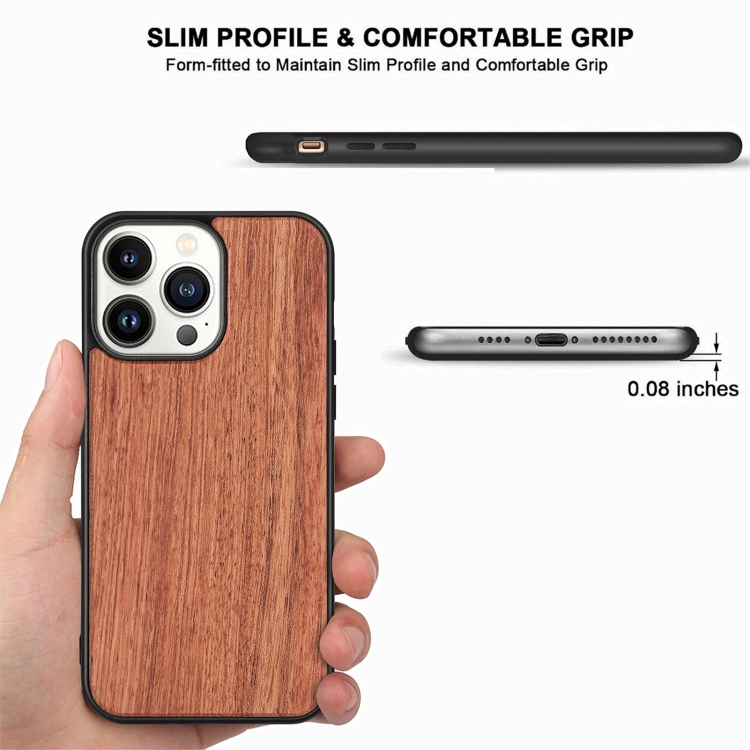 For iPhone 14 Pro Max TPU + Solid Wood Phone Case (Rosewood) For iPhone 14 Pro Max TPU + Solid Wood Phone Case (Rosewood)