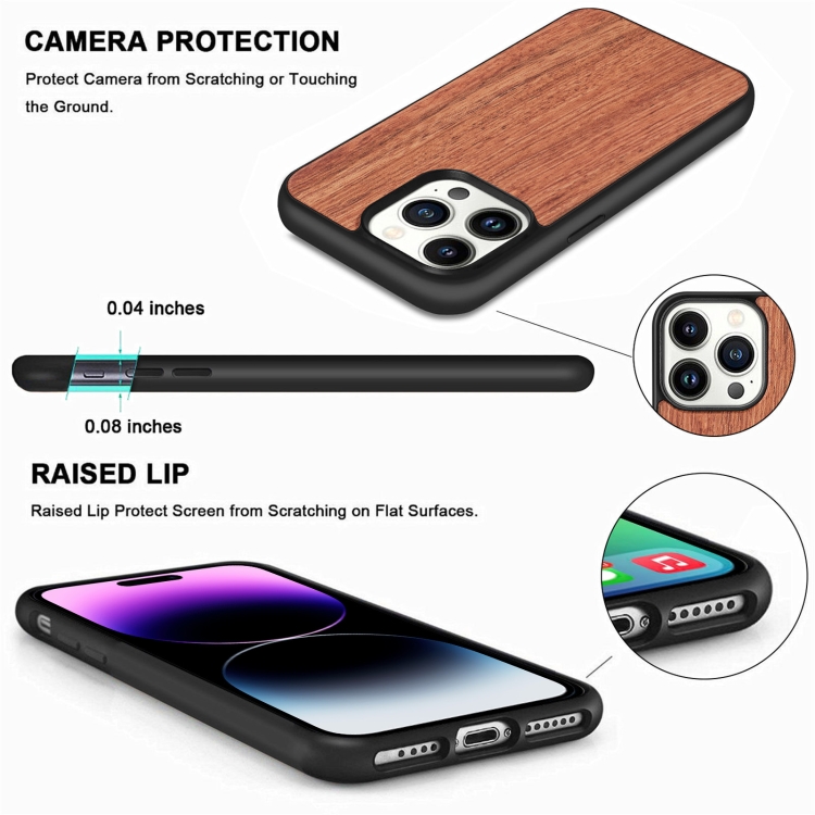 For iPhone 14 Pro Max TPU + Solid Wood Phone Case (Rosewood) For iPhone 14 Pro Max TPU + Solid Wood Phone Case (Rosewood)