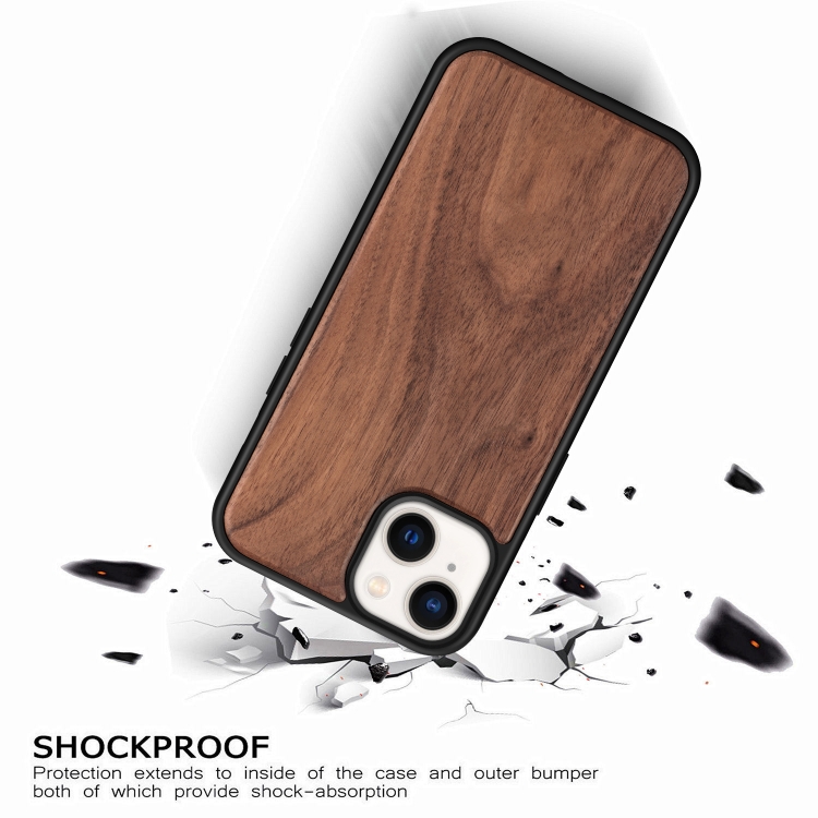 For iPhone 14 TPU + Solid Wood Phone Case (Cherry Wood) For iPhone 14 TPU + Solid Wood Phone Case (Cherry Wood)