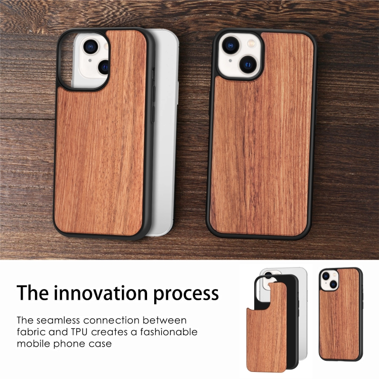 For iPhone 14 TPU + Solid Wood Phone Case (Cherry Wood) For iPhone 14 TPU + Solid Wood Phone Case (Cherry Wood)