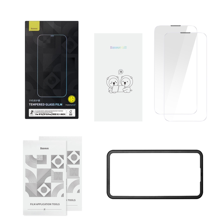 For iPhone 14 / 13 / 13 Pro 2pcs Baseus 0.3mm Crystal Explosion-proof Tempered Glass Film For iPhone 14 / 13 / 13 Pro 2pcs Baseus 0.3mm Crystal Explosion-proof Tempered Glass Film