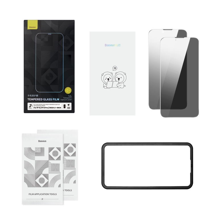 For iPhone 14 / 13 / 13 Pro Baseus 2pcs 0.3mm Crystal Peep-proof Tempered Glass Film For iPhone 14 / 13 / 13 Pro Baseus 2pcs 0.3mm Crystal Peep-proof Tempered Glass Film