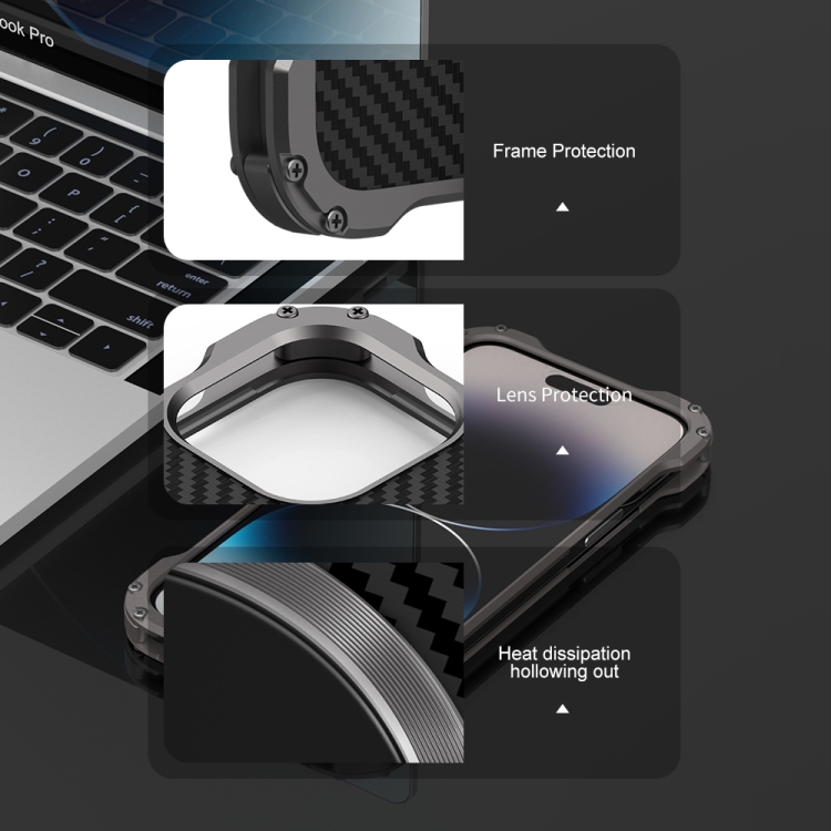 For iPhone 14 R-JUST RJ51 Hollow Shockproof Metal Phone Case (Dark Grey) For iPhone 14 R-JUST RJ51 Hollow Shockproof Metal Phone Case (Dark Grey)