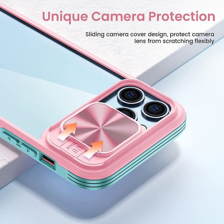 For iPhone 14 Pro 360 Full Body Sliding Camshield Phone Case(Green Grey) For iPhone 14 Pro 360 Full Body Sliding Camshield Phone Case(Green Grey)