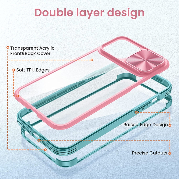 For iPhone 13 Pro 360 Full Body Sliding Camshield Phone Case (Baby Blue Pink) For iPhone 13 Pro 360 Full Body Sliding Camshield Phone Case (Baby Blue Pink)