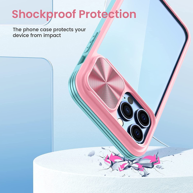 For iPhone 13 Pro 360 Full Body Sliding Camshield Phone Case (Baby Blue Pink) For iPhone 13 Pro 360 Full Body Sliding Camshield Phone Case (Baby Blue Pink)