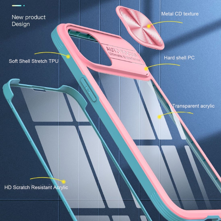 For iPhone 11 Pro 360 Full Body Sliding Camshield Phone Case (Baby Blue Pink)