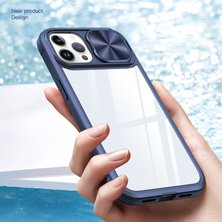 For iPhone 11 Pro 360 Full Body Sliding Camshield Phone Case (Baby Blue Pink)