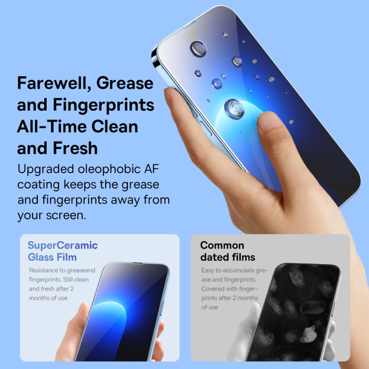 For iPhone 14 Pro 2pcs Baseus 0.3mm Nano Crystal Tempered Glass Film For iPhone 14 Pro 2pcs Baseus 0.3mm Nano Crystal Tempered Glass Film