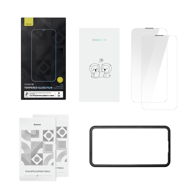 For iPhone 14 / 13 / 13 Pro Baseus 2pcs 0.4mm All-glass Corning Tempered Glass Film For iPhone 14 / 13 / 13 Pro Baseus 2pcs 0.4mm All-glass Corning Tempered Glass Film