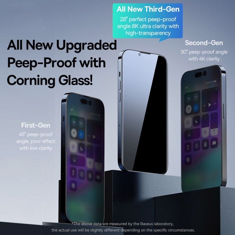 For iPhone 14 / 13 / 13 Pro 2pcs Baseus 0.4mm Corning Peep-proof Tempered Glass Film For iPhone 14 / 13 / 13 Pro 2pcs Baseus 0.4mm Corning Peep-proof Tempered Glass Film