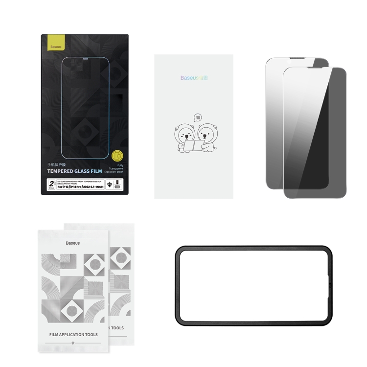 For iPhone 14 / 13 / 13 Pro 2pcs Baseus 0.4mm Corning Peep-proof Tempered Glass Film For iPhone 14 / 13 / 13 Pro 2pcs Baseus 0.4mm Corning Peep-proof Tempered Glass Film